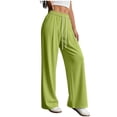 thumbnail image 5 of PWPSG High Waist Drawstring Pleated Wide Leg Casual Pants, Breathable Comfort Trousers for Daily Commute & Trendy Work Outfits Green XXL, 5 of 6