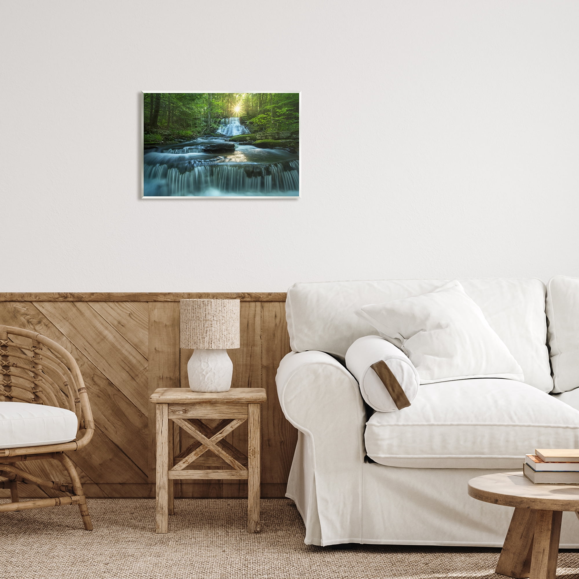Stupell Industries Rocky Waterfall Landscape Nature Photography Unframed Art Print Wall Art, 19 x 13