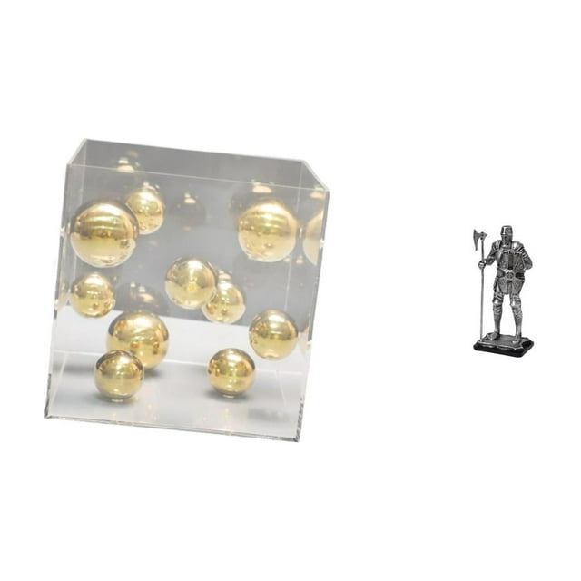 Caja cuadrada de acrílico transparente, vitrina para figura de caballero de escritorio, escultura de resina, adorno de bola de acrílico, material resi