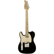 Sawtooth ET Series Left-Handed Electric Guitar, Black with Aged White Pickguard