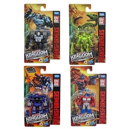 Transformers Kingdom War for Cybertron Trilogy Set for Kids - Optimus Prime, Megatron, Soundwave and Dracodon