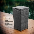 thumbnail image 3 of Phoenix 35 Gallon Outdoor Trash Can with Lid, Hideaway Wicker Rattan Garbage Can, Black, 3 of 5