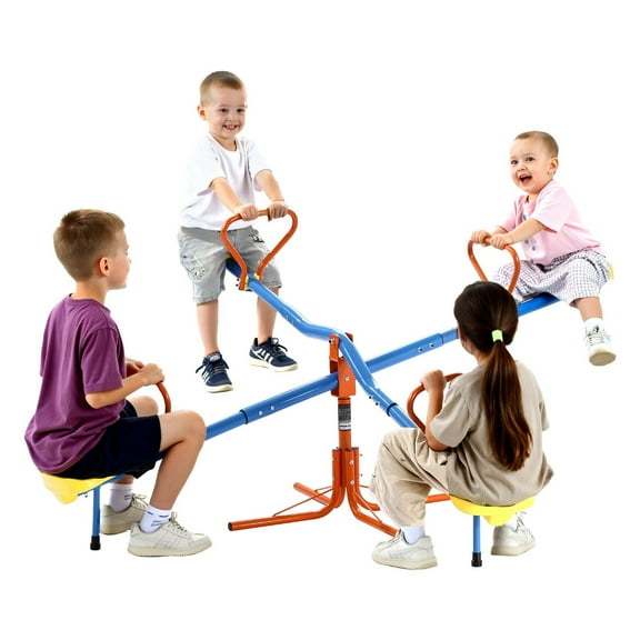 VEVOR Kids Seesaw, 110 lbs Load Capacity per Seat, Sit and Spin Teeter Totter with 4-prong Support Legs, Kids Outdoor Playground Equipment, Swiveling