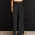 thumbnail image 4 of Women's Solid Color Loose Cotton And Linen Slacks Made Of Old Mid Waist Wide Leg Casual Pants, 4 of 4