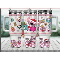 40oz Stainless Steel Tumbler with Christmas Stitch theme