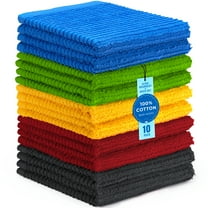 DecorRack 100% Cotton Bar Mop Towels, Kitchen Dish Cloths, Multi-Purpose Cleaning Towels, Ultra Absorbent, Machine Washable, Quick Dry, Vibrant Assortment (Pack of 10)