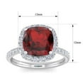 thumbnail image 5 of SuperJeweler 5 1/2 Carat Cushion Cut Garnet and Halo Diamond Ring In Sterling Silver For Women, 5 of 6