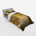 thumbnail image 3 of Woodland Duvet Cover Set, Rural Road in a Misty Autumn Morning Countryside Pathway Scenery Natural, Bedding Set with Shams and Fitted Sheet, 3 Sizes, by Ambesonne, 3 of 3