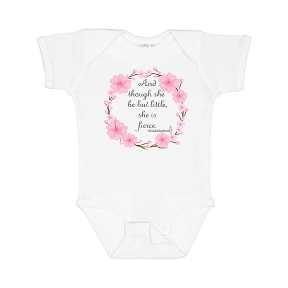 Inktastic And Though She Be but Little She is Fierce Girls Baby Bodysuit
