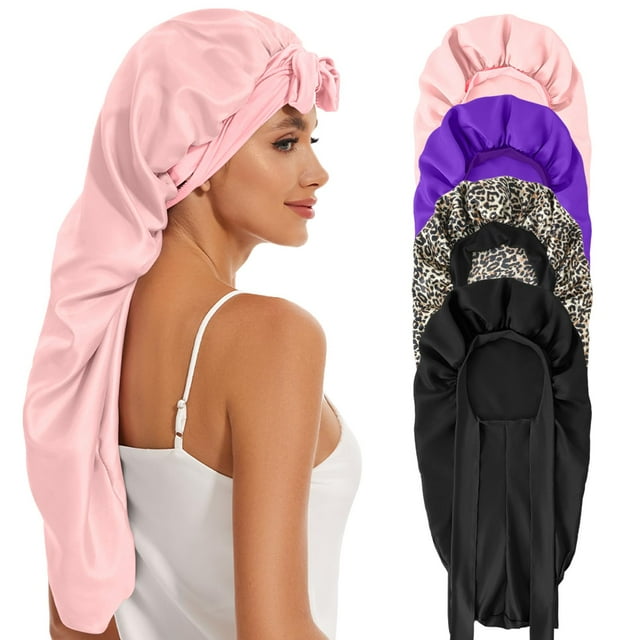 Set de gorros de seda DEMAZALO para mujeres y hombres que duermen, 4 unidades