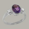 thumbnail image 2 of LBG British Made Solid 9k White Gold Natural Amethyst & Diamond Womens Anniversary Ring - 33 size options - Size 10.25, 2 of 6