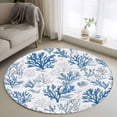thumbnail image 3 of Water Blue Coral Round Area&nbsp;Rug 3ft Summer Shell Starfish Marine Life Non-Slip&nbsp;Washable Circle Rugs Soft Felt Indoor Floor Mat for Bedroom Kitchen Living Room Bathroom, 3 of 9