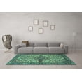 thumbnail image 3 of Ahgly Company Machine Washable Indoor Rectangle Medallion Turquoise Blue Traditional Area Rugs, 2' x 5', 3 of 4