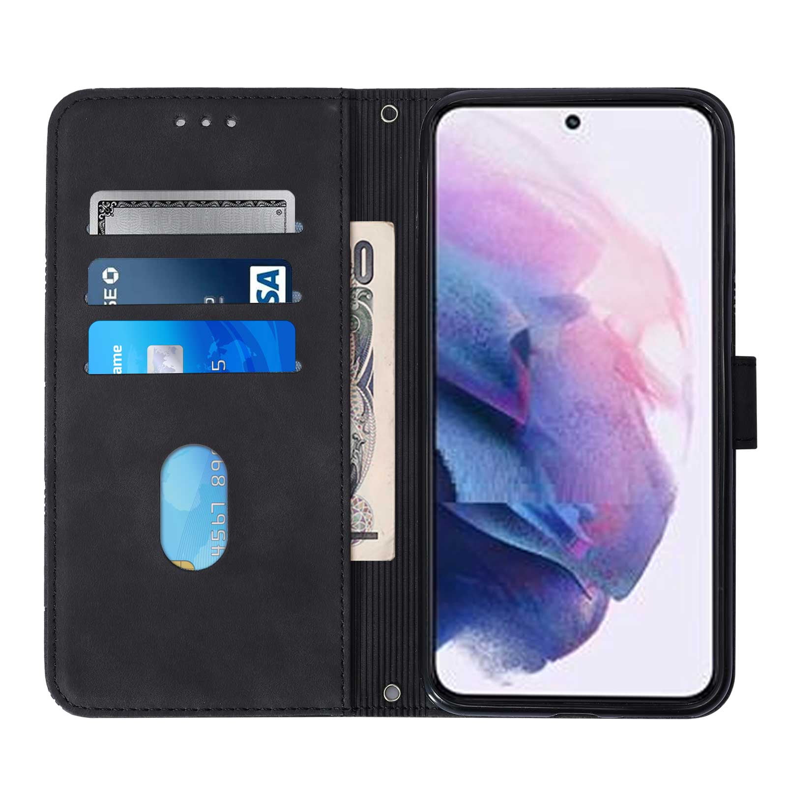 Wallet Phone Case for Galaxy S22 5G Cover, Allytech Detachable Wrist Strap Flip Stand Card Holder Magnetic Clasp Slim Fit Scratch Free Case for Samsung Galaxy S22 2022 (5G), Black