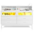 thumbnail image 6 of Canddidliike 6 Drawer Dresser, Drawer Chest of Drawers Tempered Glass Countertop Nightstand with Light, Drawers Storage Organizer for Bedroom Living Room Hallway Entryway, White, 6 of 11