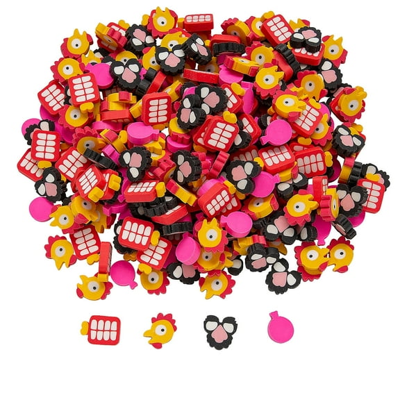 3/4" Bulk 300 Piece Mini Classic Gag-Shaped Multicolor Rubber Erasers