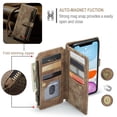 thumbnail image 6 of for iPhone 11 Case, Wallet Case with Card Holder Kickstand Magnetic Zipper Pocket Lanyard Strap Wristlet,Leather Flip Case Wallet for iPhone 11, Brown, 6 of 10