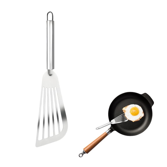 ACDANC Stainless Steel Spatula,Stainless Steel Construction Fish Spatula,Hollow Slotted Head Spatula Stainless Steel,1,12.8*3.15*0.39in