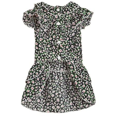 

Pet Dress Breathable Flounce Design Sweet Cat Puppy Spring Summer Floral Print Sling Dress for Party