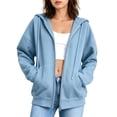 thumbnail image 2 of POROPL Sweatshirts for Women,Zip Up Hoodie Oversized Casual Long Sleeve Fleece Jacket with Pockets, 2 of 8