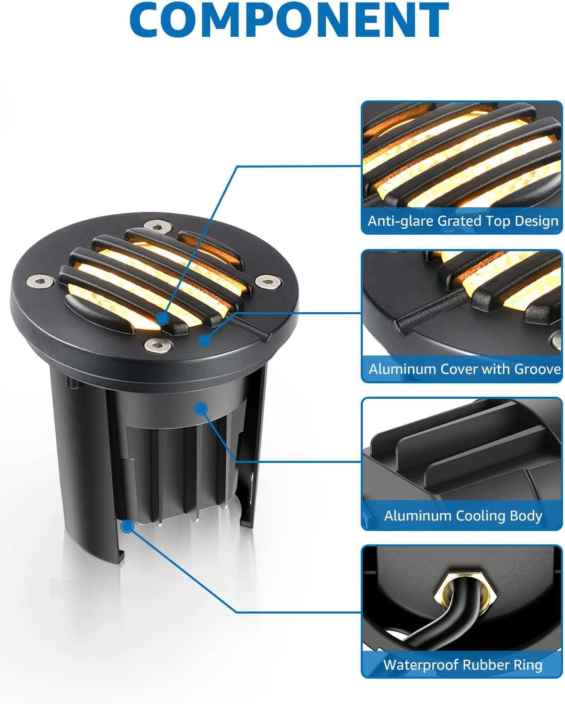 SUNVIE 12W Low Voltage Landscape Light Anti-Glare Well LED In Ground Outdoor Lighting for Yard