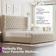 thumbnail image 5 of VanAcc 6.3" Thick Wrap Me Up Fluted King Bed by Modern, Khaki Linen, 5 of 10