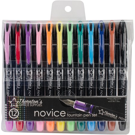 Disposable Fine Fountain Pens 12/Pkg-Assorted