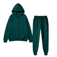 thumbnail image 4 of WIZUTIZ Men's Casual Set Solid Color Long Sleeve Pullover Hoodie Top Elastic Waist Drawstring Zipper Pocket Pants Two-Piece Outfit Polyester Breathable for Home Daily All-Season Wear, 4 of 4