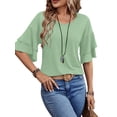 thumbnail image 3 of UVN Blouses for Women V Neck Half Bell Sleeve Shirts Summer Ladies Casual Flowy Tunic Tops, 3 of 9