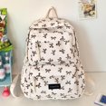 thumbnail image 3 of HUISZJ Bow Print School Backpack, Creative Preppy College Backpack, Middle School Bag for Travel Commute Work (Brown), 3 of 10