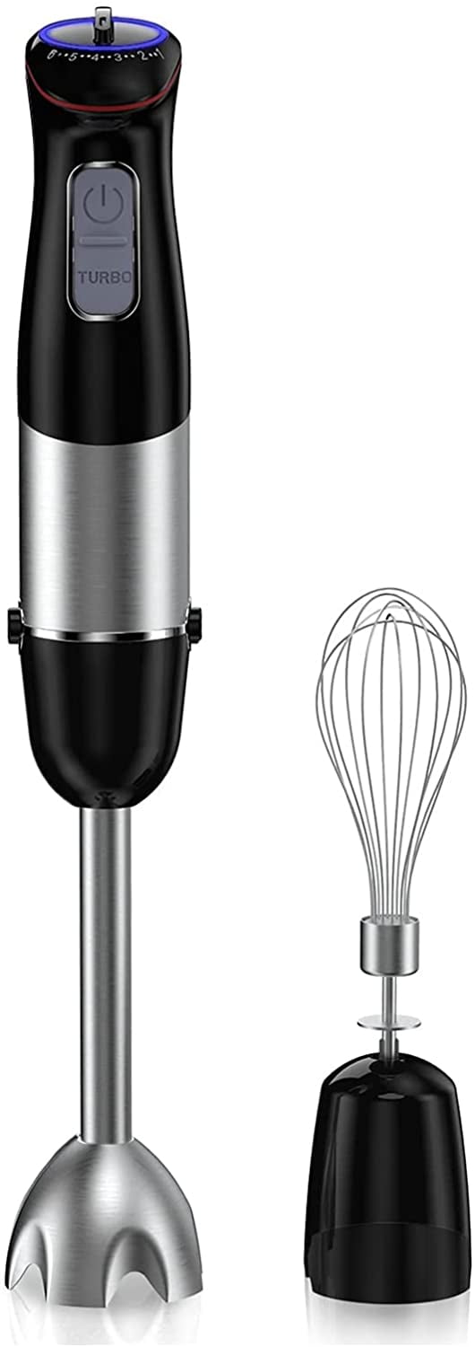 Homgeek Immersion Hand Blender, 500W Multifunctional 2-in-1 Immersion Blender, 6-Speed, Stainless Steel for Hot Soup Sauces, Juices, Smoothies, Baby Food