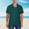 thumbnail image 2 of Honeii Black And Teal Checkerboard Print Men’s Hawaiian Shirt,Classic Button-Down Short Sleeve Shirt, for Beach, Vacation, and Outdoor Activities,Large, 2 of 7