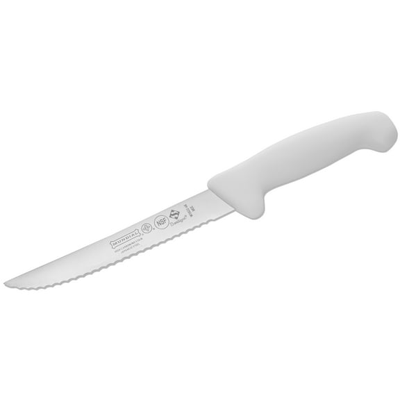 Mundial 3800 Series 6" (15 cm) Utility Serrated Edge Knife - White Handle - Japanese High Carbon Steel