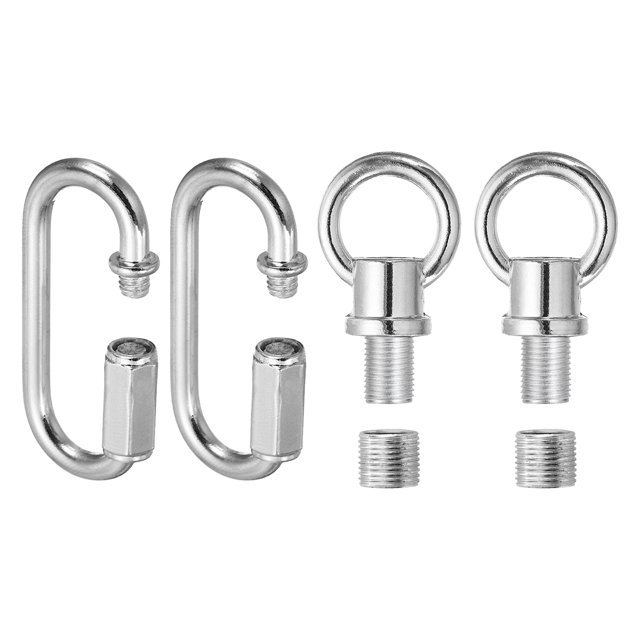 2 Pack M10 Lifting Eye Nut Kit, Bolt Screw Ring, 132 lbs Chrome Color