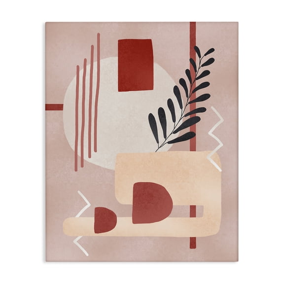 Stupell Industries Modern Warm Abstract Shapes Plant Detail Canvas Art, 16 x 20, by Ziwei Li