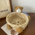 thumbnail image 2 of Handwoven Bear Storage Basket Home Decoration Space-saving High Capacity Keep Tidy Straw Small Object Storage Basket Desktop for Dining Room Table 7.1inches, 2 of 6