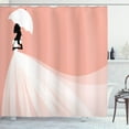 thumbnail image 1 of Ambesonne Salmon Shower Curtain, Wedding Umbrella, 69"Wx84"L, Salmon and White, 1 of 3