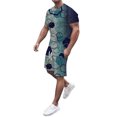 thumbnail image 1 of Men's Suits Modern Summer Printed Short Sleeve Crew Neck Top with Matching Tether Shorts Suit for All-Day Comfort and Style, 1 of 7