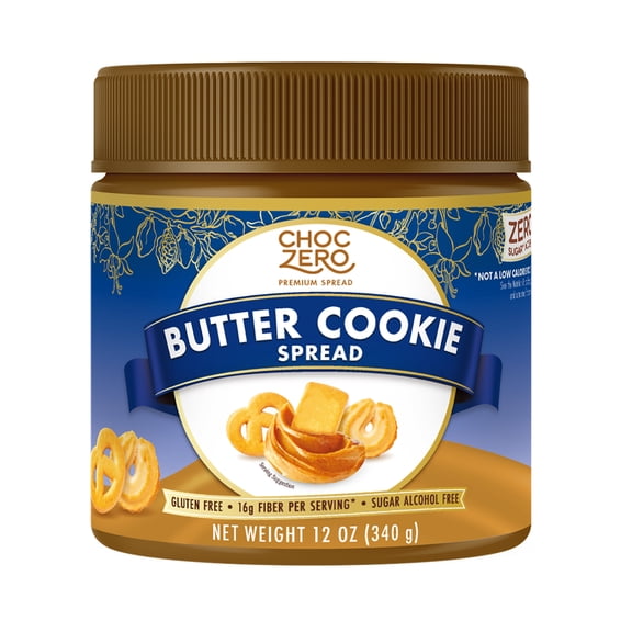 ChocZero Sugar Free Butter Cookie Spread, Keto, Low Carb, 12 oz Jar