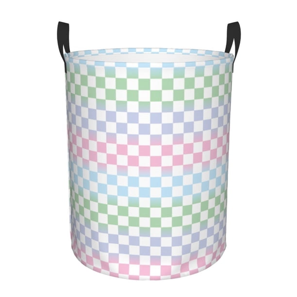 Fotbe Colorful Checkerboard Cesto de Ropa con Asas, Cesto Impermeable de Gran Capacidad, Bolsa de Lavado para Dormitorio, Cesto de Ropa con Ruedas y Asas-Medium