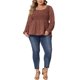 thumbnail image 2 of Agnes Orinda Women's Plus Size Square Neck Smock Waist Floral Peplum Blouse Burgundy 3X, 2 of 6