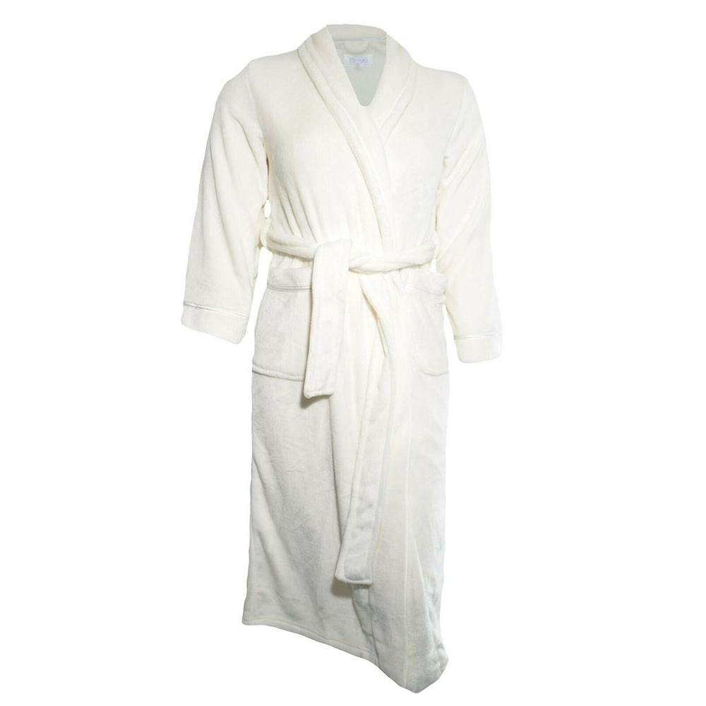 Carole Hochman CAROLE HOCHMAN Womens Plush Wrap Robe W/Pockets Ivory