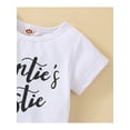 thumbnail image 5 of Bagilaanoe 3pcs Newborn Baby Girl Outfits 6M 12M 18M 24M Infant Short Sleeve Tassel Hem Letter T-Shirt Tops Shorts Headband Summer Casual Set, 5 of 9