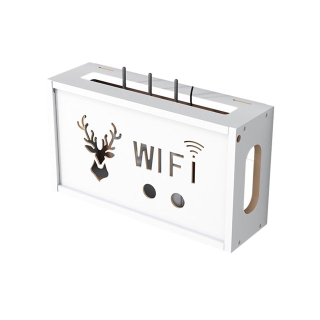 Transemion Wood Smart And Stylish Wall Mounting Wi-Fi Router Storage Boxes Space-saving Sturdy And Durable white