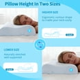 thumbnail image 5 of Hourpark Memory Foam Pillow, Ergonomic Contour Design with Cooling Tencel Cover, Dual Height Cervical Support, Queen, Light Blue, 5 of 12