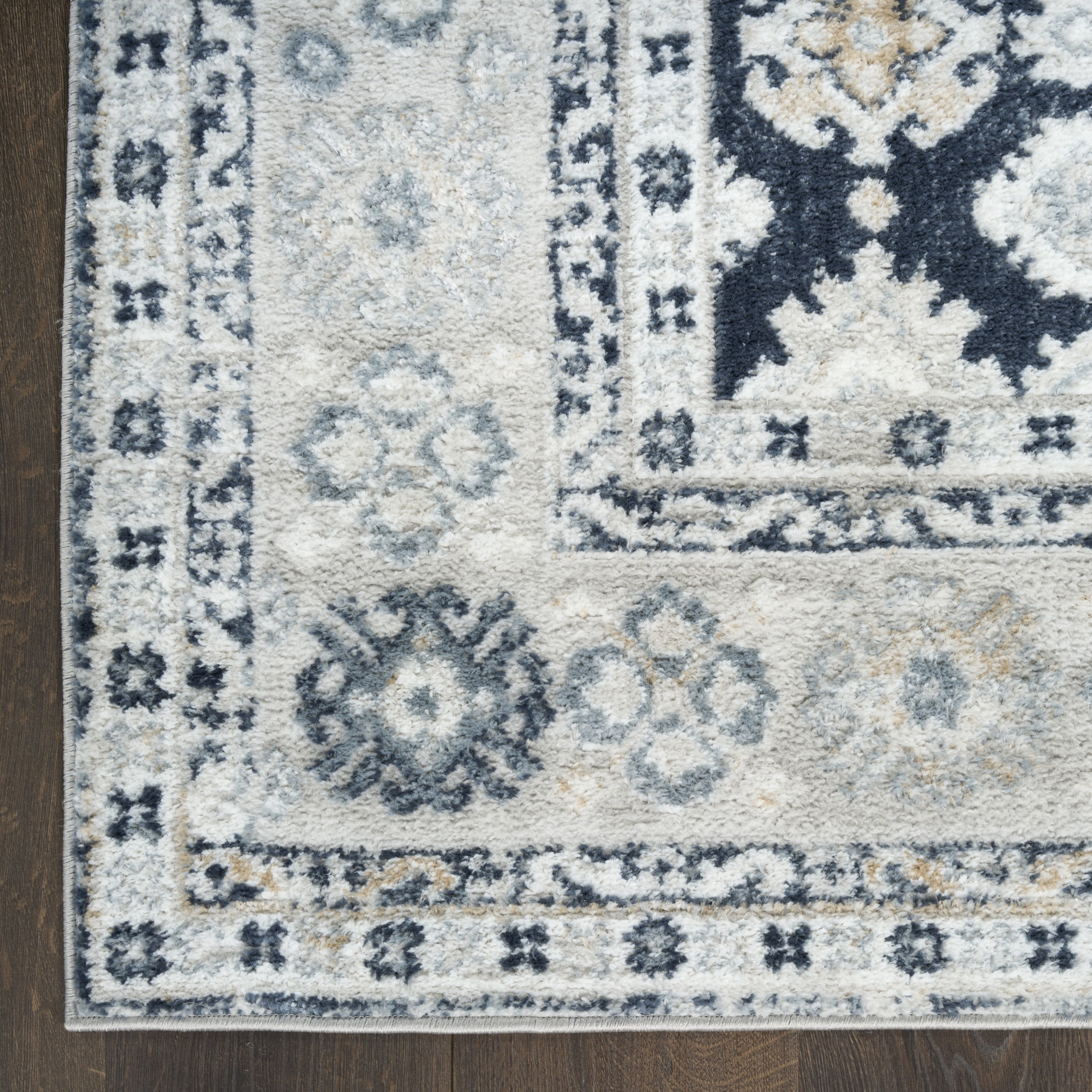 Nourison Dekor 4' x 6' Grey Navy Vintage Indoor Rug