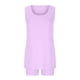 thumbnail image 5 of Conjuntos de trajes de mujer de talla grande, trajes de 2 piezas, Tops sueltos sin mangas, pantalones cortos de motorista con cuello en U ajustados informales, conjuntos de chándal Odeerbi ODB-2, 5 of 6