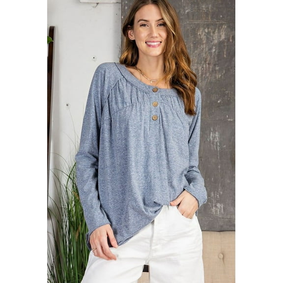 EASEL MELANIE KNIT LONG SLEEVE TOP