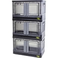 thumbnail image 1 of dbest products Quik Box - 8.4 Gallon 3 Pack Stackable Storage Bins with Doors, Collapsible Organizer Foldable Container, for Bedroom Living Room Kitchen Neat, Tidy Dorms and Organized Homes, Boxes, 1 of 6