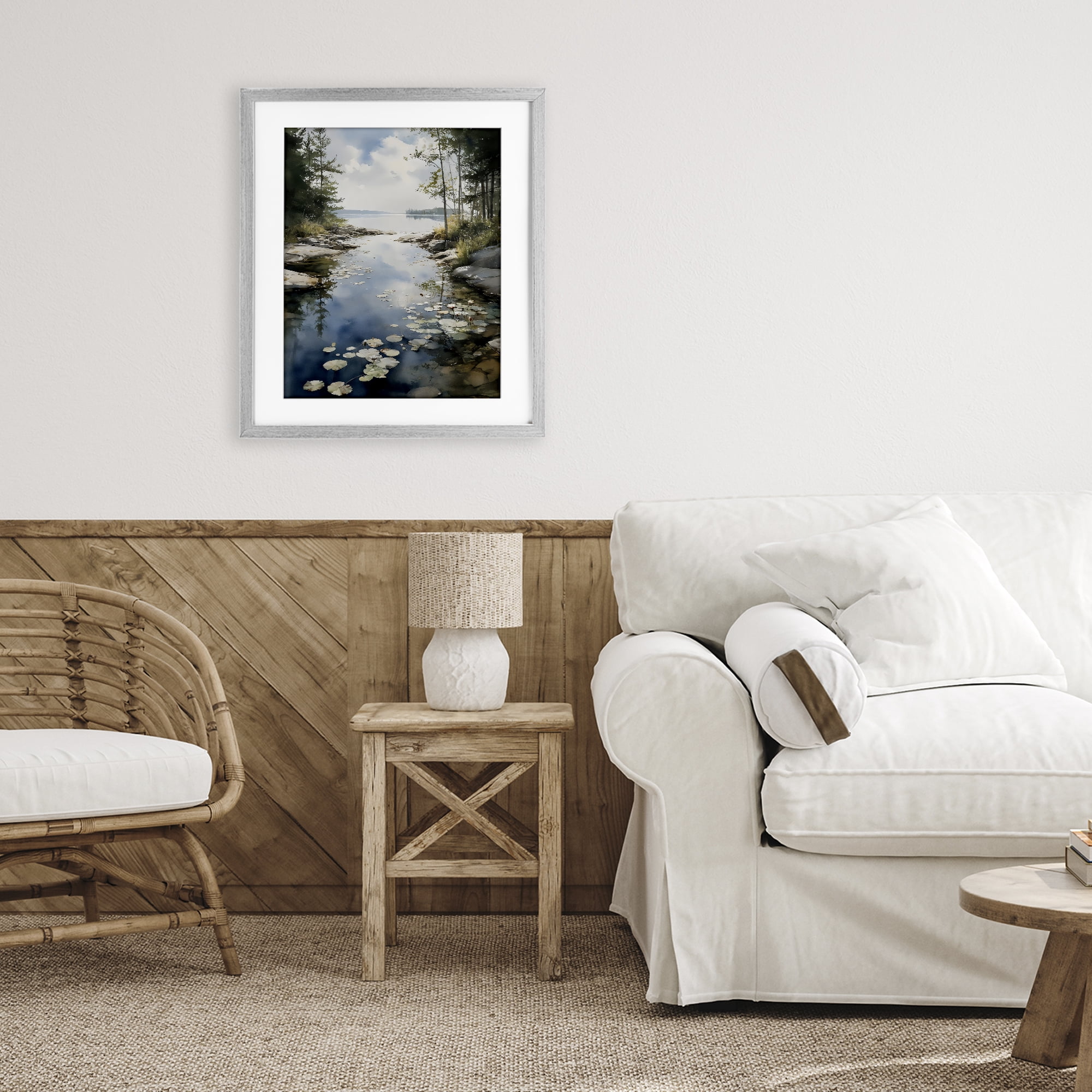 Stupell Industries Lilypad Inlet Reflection Gray Framed Print Under Glass, design by Franklyn Gregory